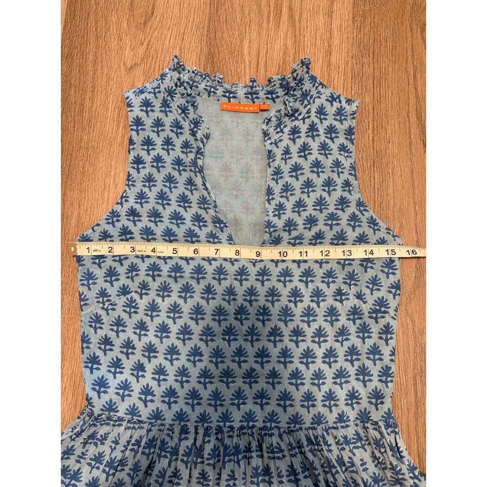 Oliphant Flirty Mini Dress XXS Blue Tiered Sleeveless V-Neck Gauze Boho Beach - Picture 9 of 15